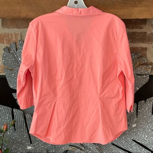 OLD Navy Perfect Fit Cotton/Lycra 3/4 Sleeve Button Front Blouse Size Large - Picture 2 of 2
